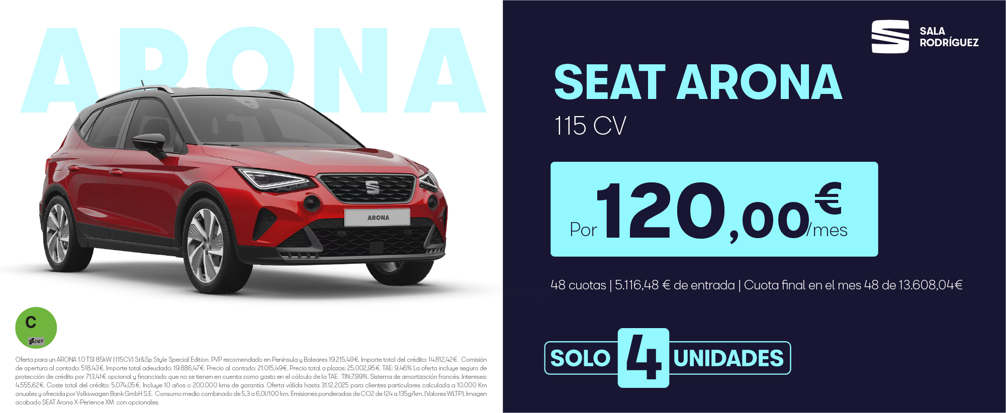 ¡Últimas unidades! SEAT Arona por 120€/mes*